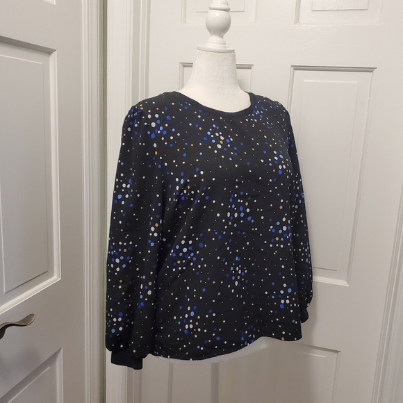 PopSugar Black Polka Dot Blouse Size XL, Business Casual - Picture 5 of 9